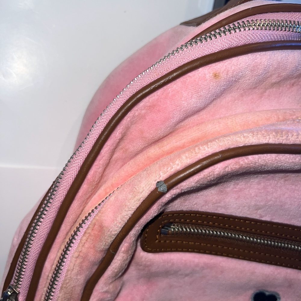 Vintage Rare Pink Juicy Couture Backpack Velour Purse Shoulder Bag y2k preloved - Picture 7 of 15